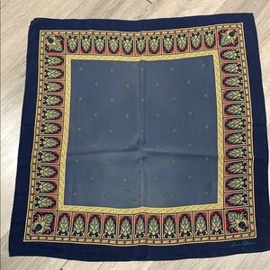 Ginnie Johansen Vintage Patriotic Square 100% Silk Square Red, Navy, Gold 25x26